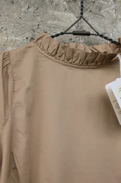 by basics Bluse 13005 in desert/caramel mit Puffärmeln - Baumwolle & Elasthan