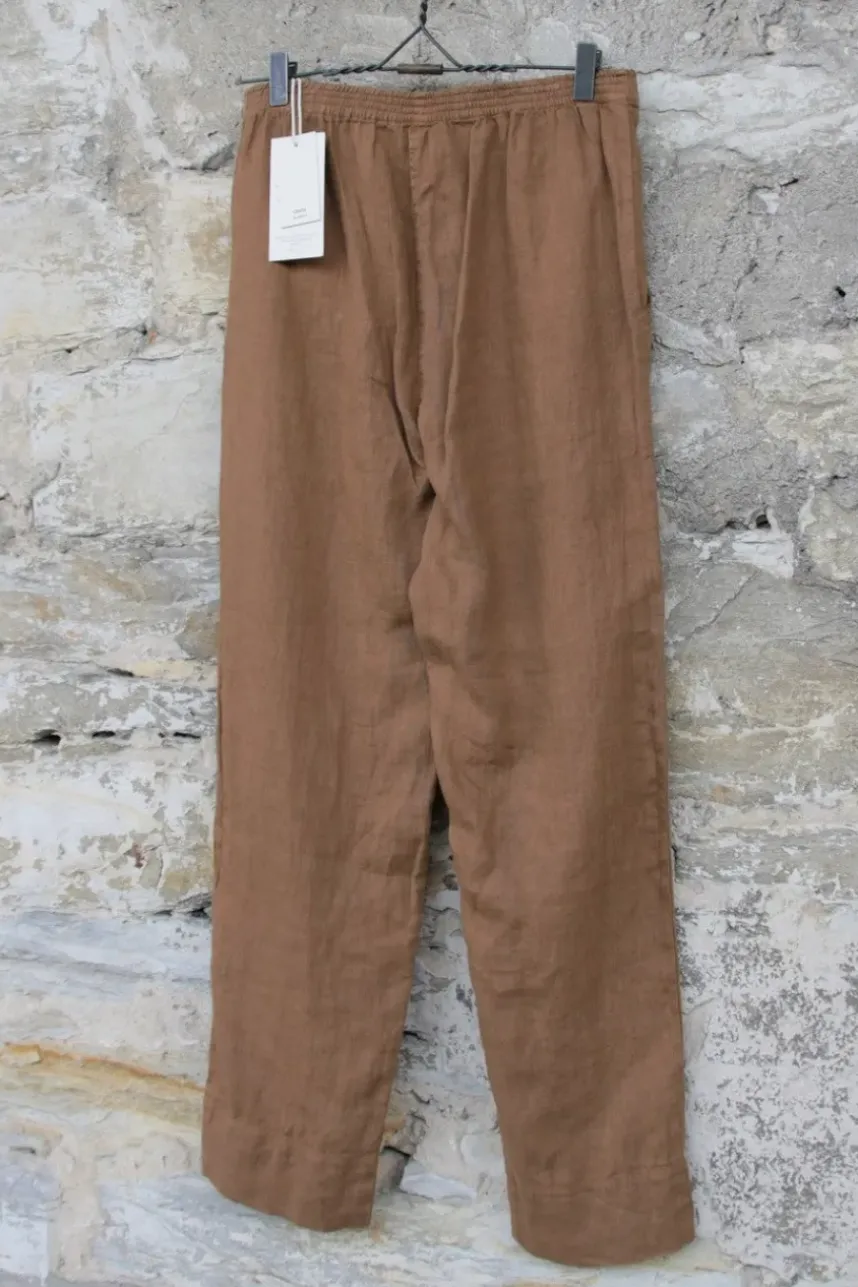 by basics Hose im klassischen Schnitt 12013 in camel - supersoftes Leinen