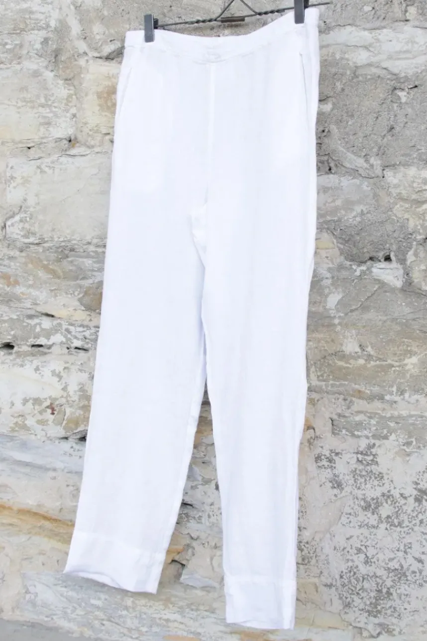 by basics Hose im klassischen Schnitt 12013 in weiß - reines Leinen