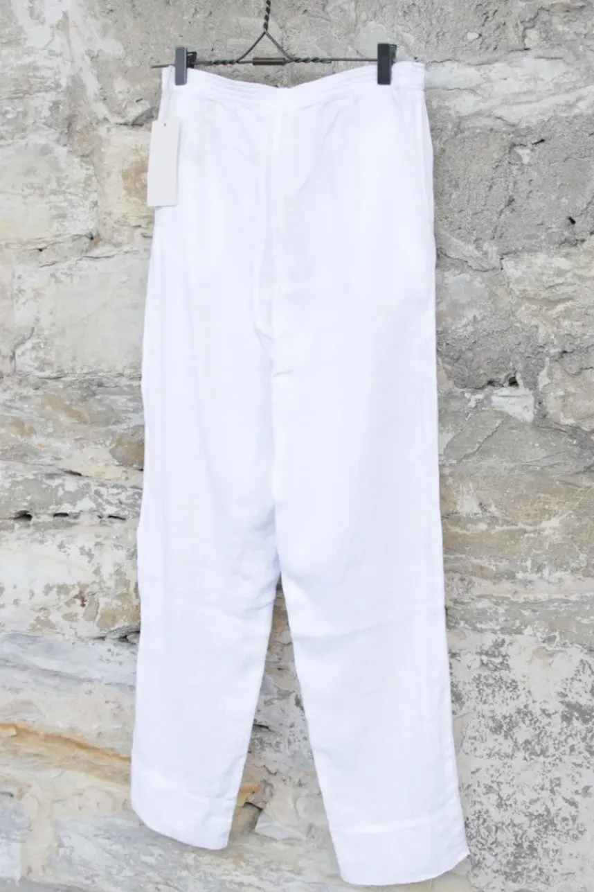 by basics Hose im klassischen Schnitt 12013 in weiß - reines Leinen