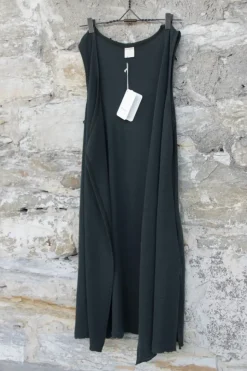 by basics lange Weste 2008 in raven/khaki - reine Öko Tex zertifizierte Merinowolle
