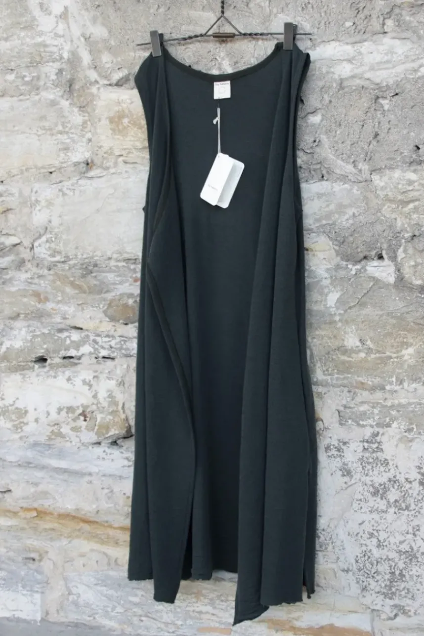 by basics lange Weste 2008 in raven/khaki - reine Öko Tex zertifizierte Merinowolle