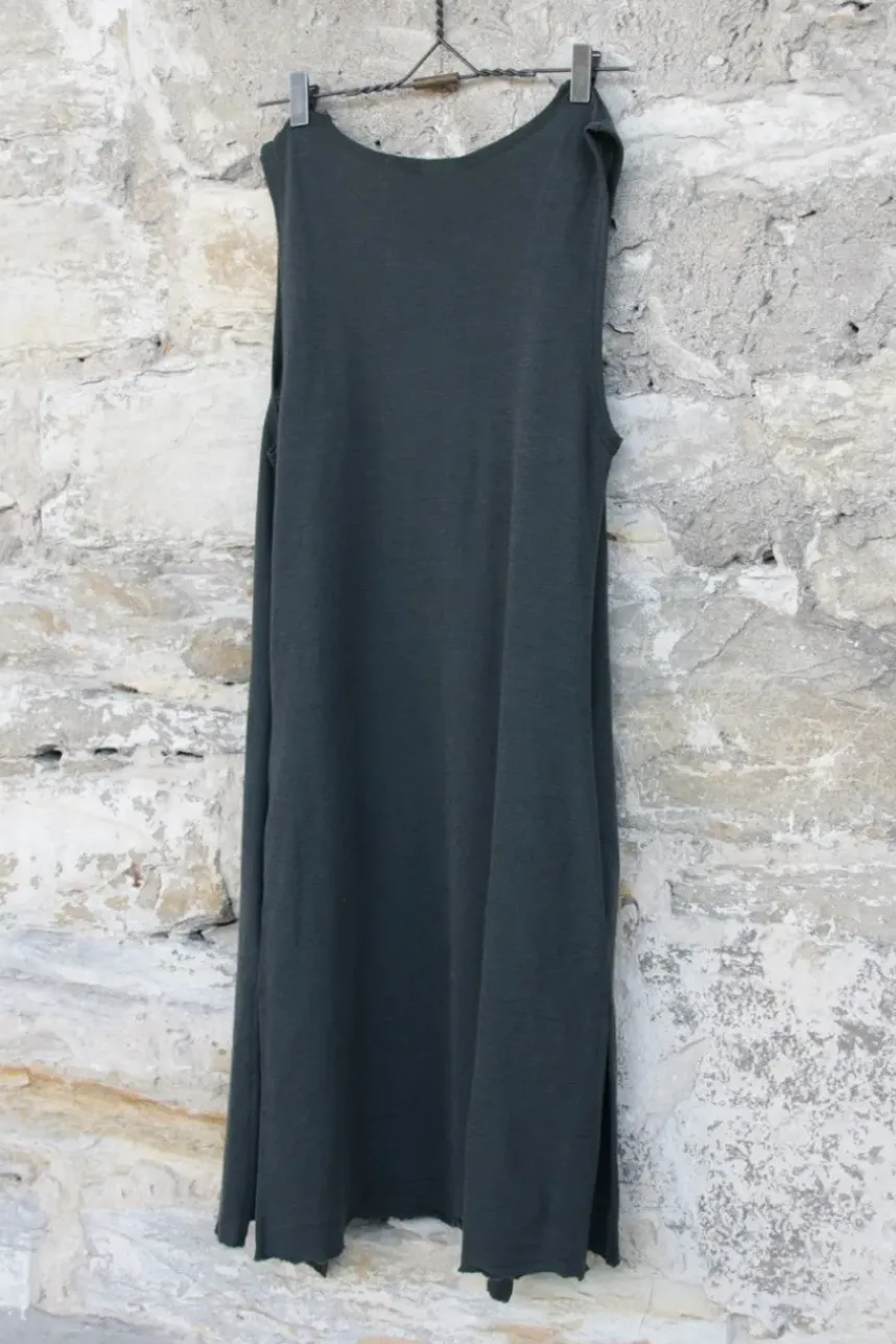 by basics lange Weste 2008 in raven/khaki - reine Öko Tex zertifizierte Merinowolle