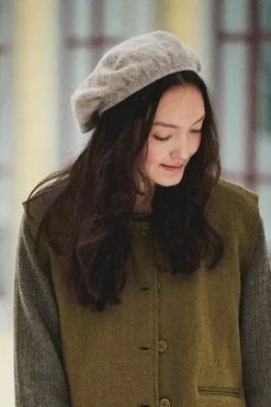 *Ewa i Walla Baskenmütze 77600 BASKER in natur creme (sand) - Baby Alpaka