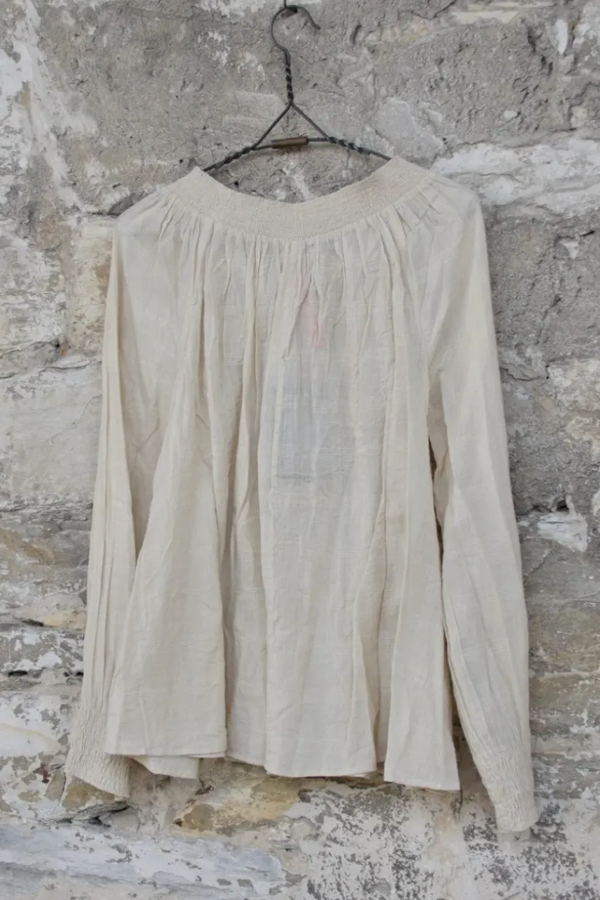 Ewa i Walla Bluse 44776 aus zarten Karogewebe in creme - softer Voile