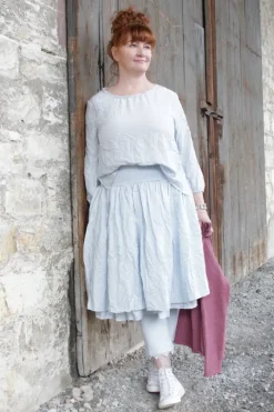 Ewa i Walla Bluse 44970 CLARA in pastellblau (ice blue) - exklusive Seide