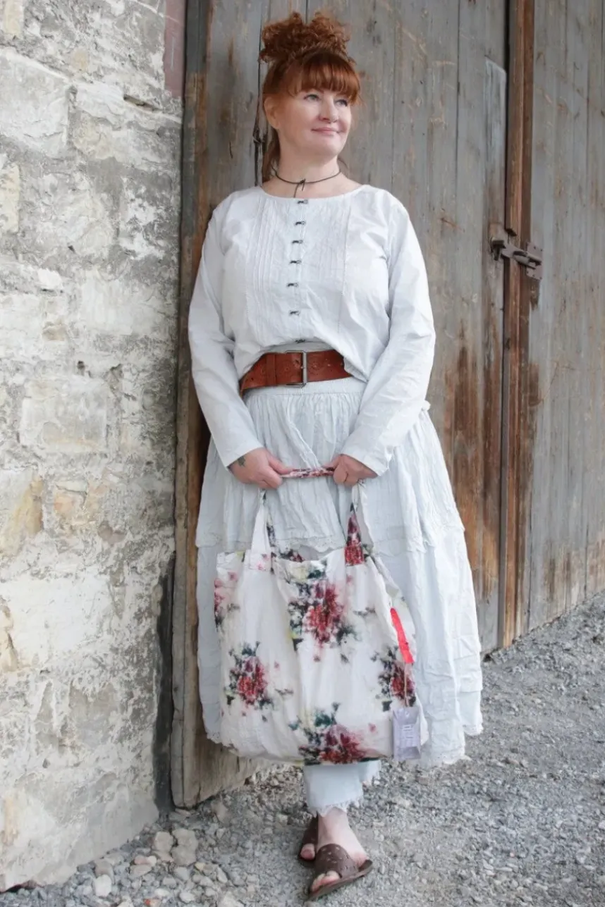 Ewa i Walla Bluse 44983 EMELIE im hellen blaugrau (ice blue) - reine Knitterbaumwolle