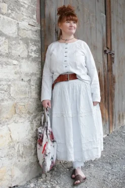Ewa i Walla Bluse 44983 EMELIE im hellen blaugrau (ice blue) - reine Knitterbaumwolle