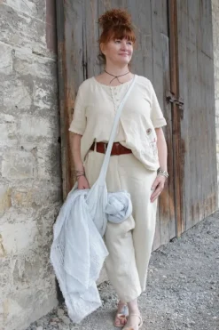 Ewa i Walla Bluse 44955 GABRIELLA in creme (bone white) - softes Leinen