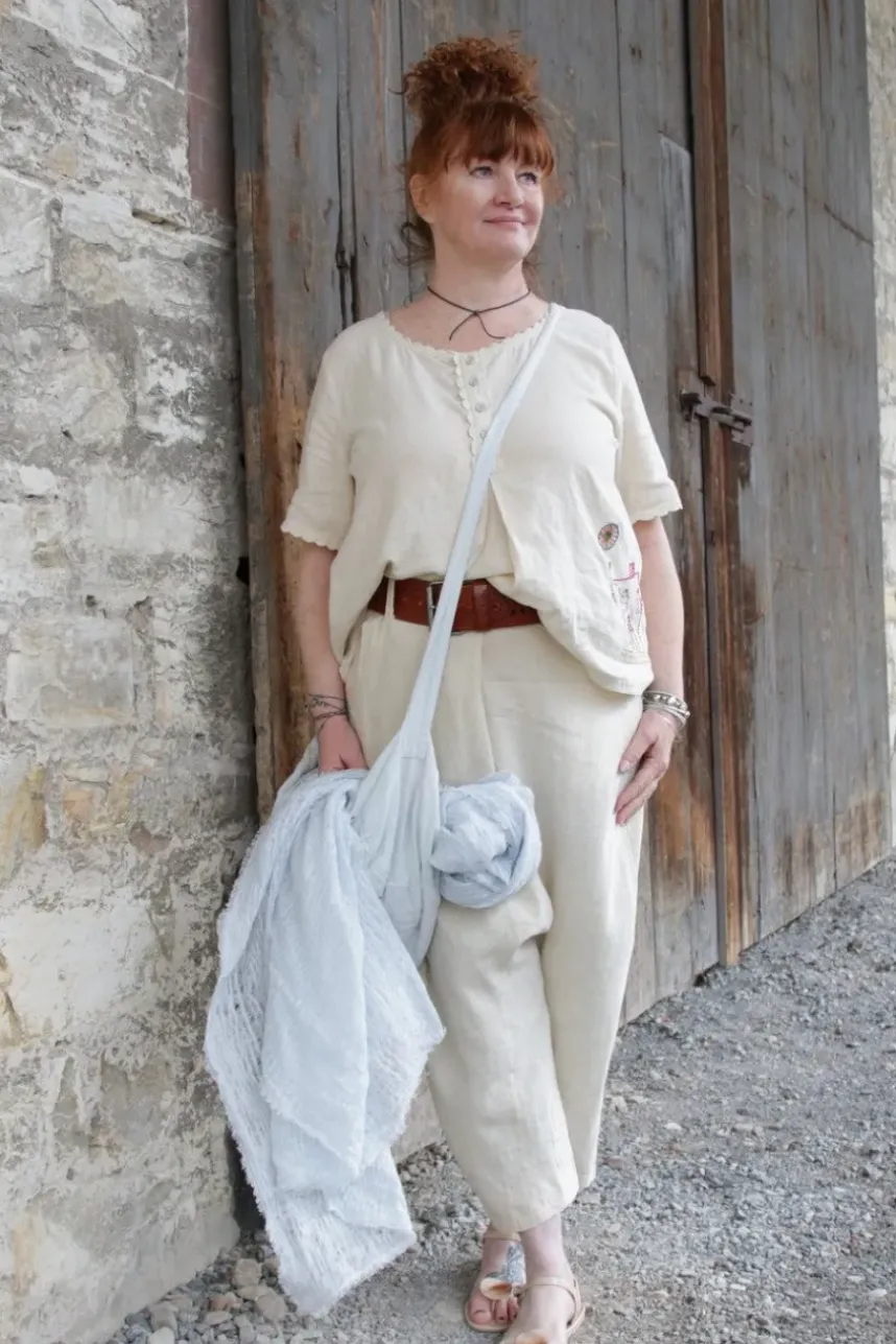 Ewa i Walla Bluse 44955 GABRIELLA in creme (bone white) - softes Leinen