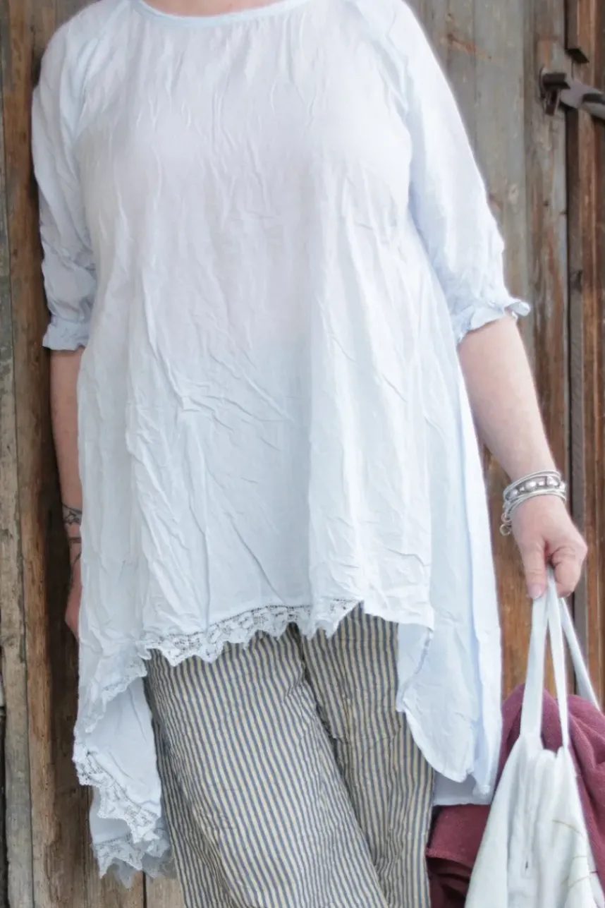 Ewa i Walla Bluse 44962 GERD in pastellblau (ice blue) - softe Sushi Voile aus Baumwolle & Viskose