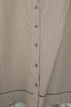 Ewa i Walla Bluse 44869 HERA in beige mit schwarzen Streifen - reine Knitterbaumwolle