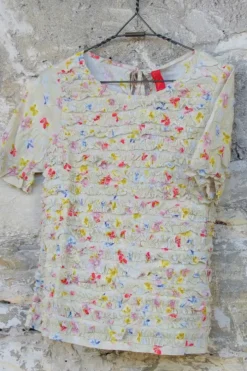 Ewa i Walla Bluse 44817 in zartem gelb mit Flowerprint - reiner, luftiger Voile