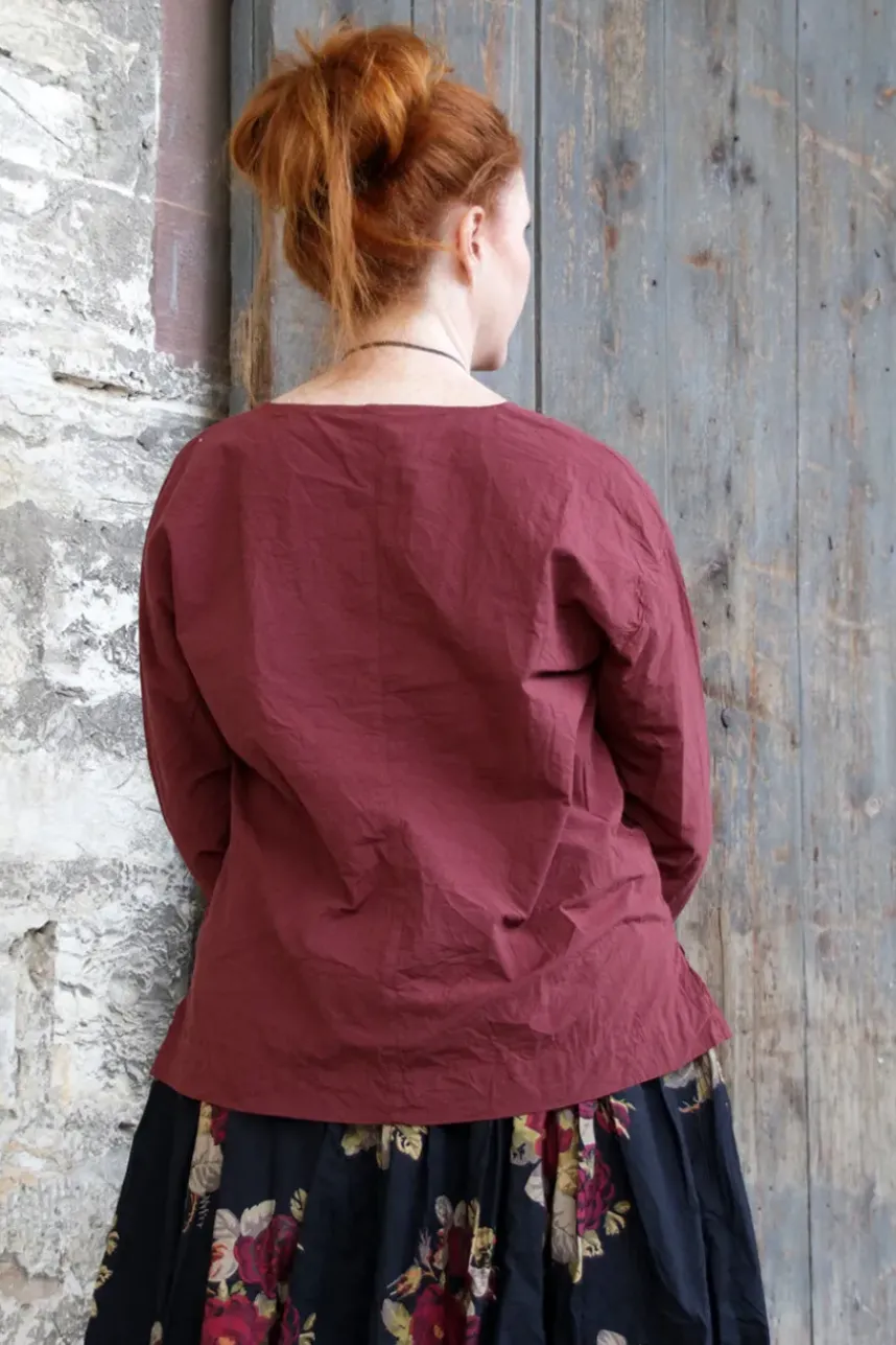 *Ewa i Walla Bluse 44103 IRELA in burgunder rot (burgundy) - reine Knitterbaumwolle