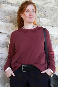 *Ewa i Walla Bluse 44102 JOAN in burgunder rot (burgundy) - softe Winterbaumwolle