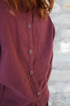 *Ewa i Walla Bluse 44102 JOAN in burgunder rot (burgundy) - softe Winterbaumwolle