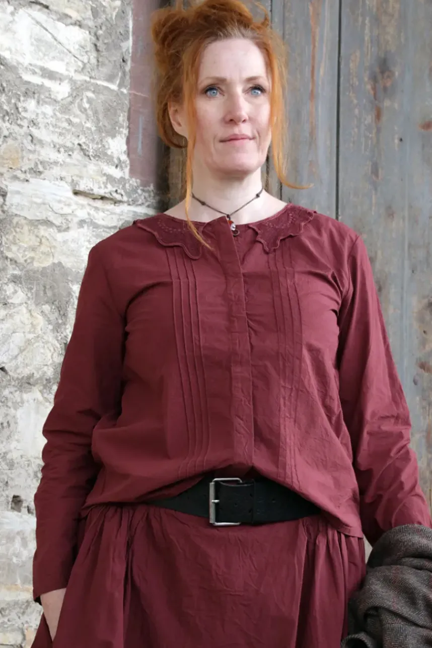 *Ewa i Walla Bluse 44107 LOIS in burgunder rot (burgundy) - reine Knitterbaumwolle