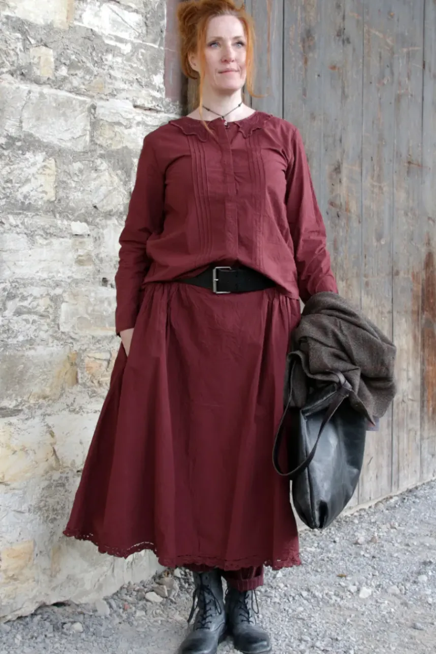*Ewa i Walla Bluse 44107 LOIS in burgunder rot (burgundy) - reine Knitterbaumwolle