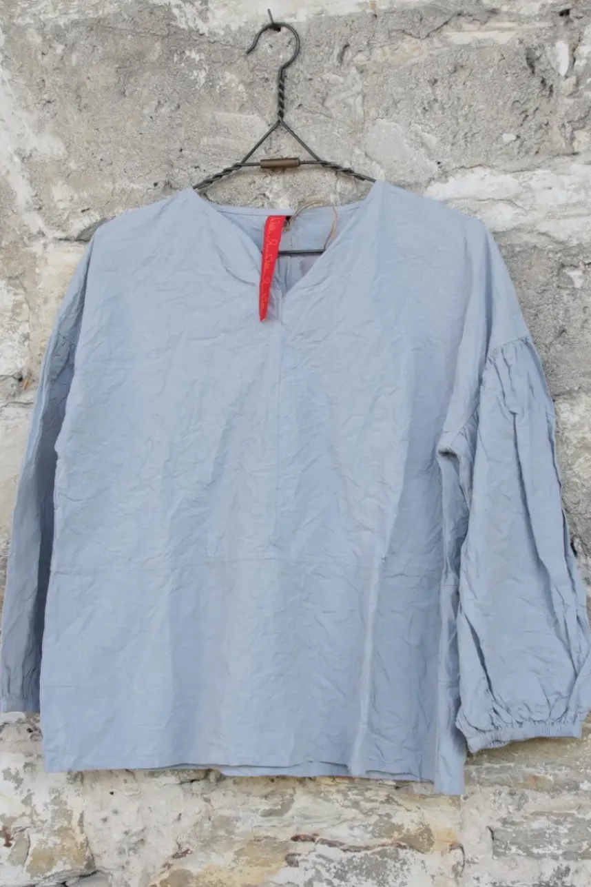 Ewa i Walla Bluse 44904 MOLLY in dove/hellblau - reine Knitterbaumwolle