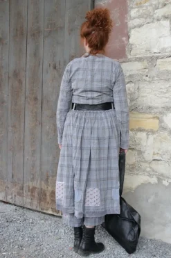 *Ewa i Walla Bluse 44109 PETRONELLA in grau oliv kariert mit Flicken (original) - softe Baumwolle