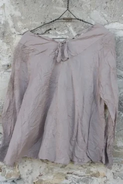 Ewa i Walla Bluse 44910 ROSMARI in taupe mit Stickereien - reiner, softer Organza