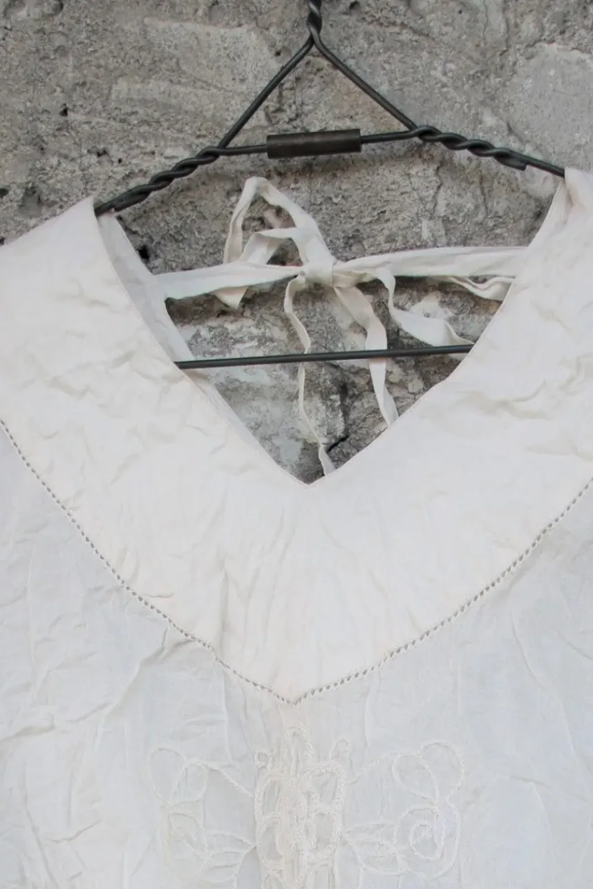 Ewa i Walla Bluse 44910 ROSMARI in creme mit Stickereien- reiner, softer Organza