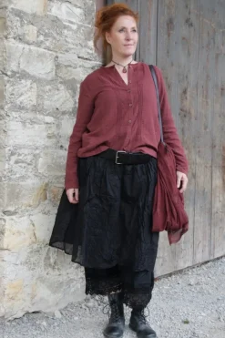 *Ewa i Walla Bluse 44104 SIGYN in burgunder rot (burgundy) - softe Winterbaumwolle
