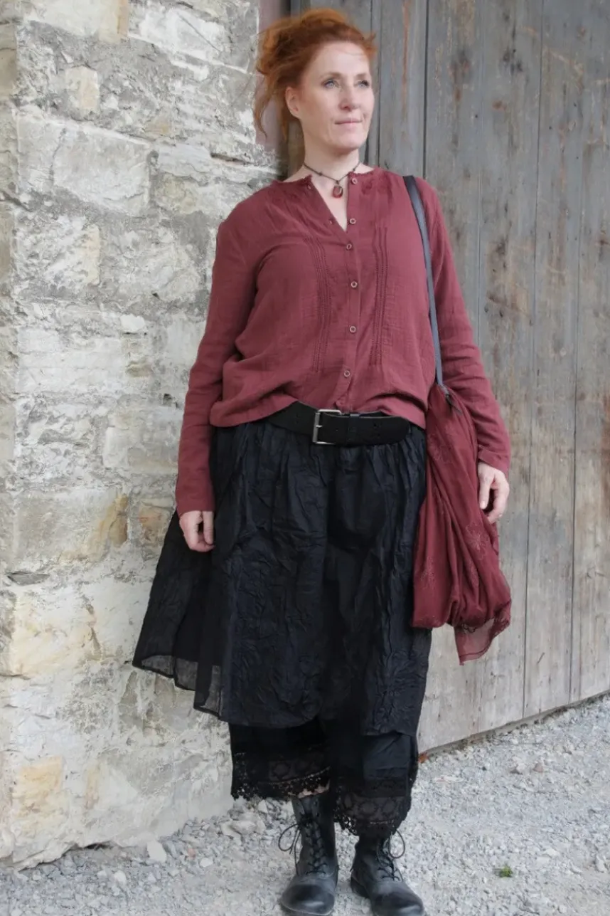 *Ewa i Walla Bluse 44104 SIGYN in burgunder rot (burgundy) - softe Winterbaumwolle