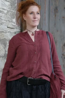 *Ewa i Walla Bluse 44104 SIGYN in burgunder rot (burgundy) - softe Winterbaumwolle
