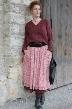 *Ewa i Walla Bluse 44105 VALFRIED in burgunder rot (burgundy) - reine Knitterbaumwolle