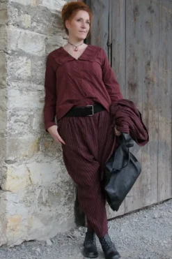 *Ewa i Walla Bluse 44105 VALFRIED in burgunder rot (burgundy) - reine Knitterbaumwolle