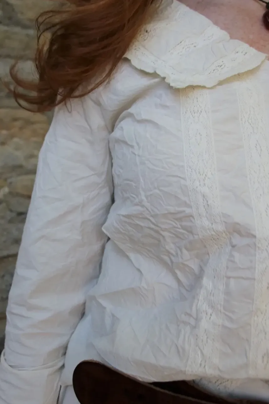 *Ewa i Walla Bluse 44105 VALFRIED in natur (cream) - reine Knitterbaumwolle