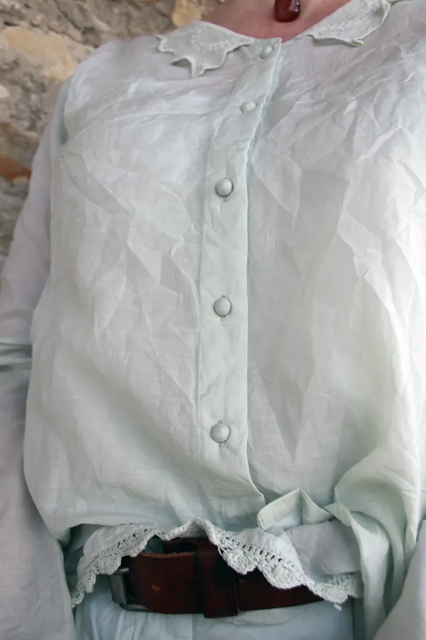 Ewa i Walla Bluse AGNA 44123 in zartem mint (soft jade) - Sushi Voile aus Baumwolle und Viskose