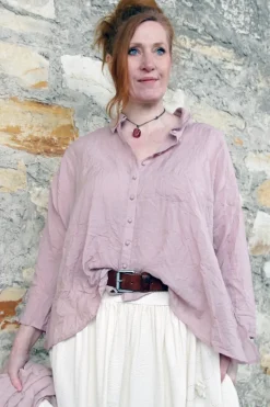 Ewa i Walla Bluse ERIS 44125 in rose (pale mauve) - Sushi Voile aus Baumwolle und Viskose