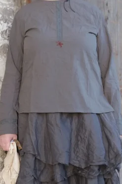 Ewa i Walla Bluse LOLLO 44882 in grey/steingrau - reine Baumwolle