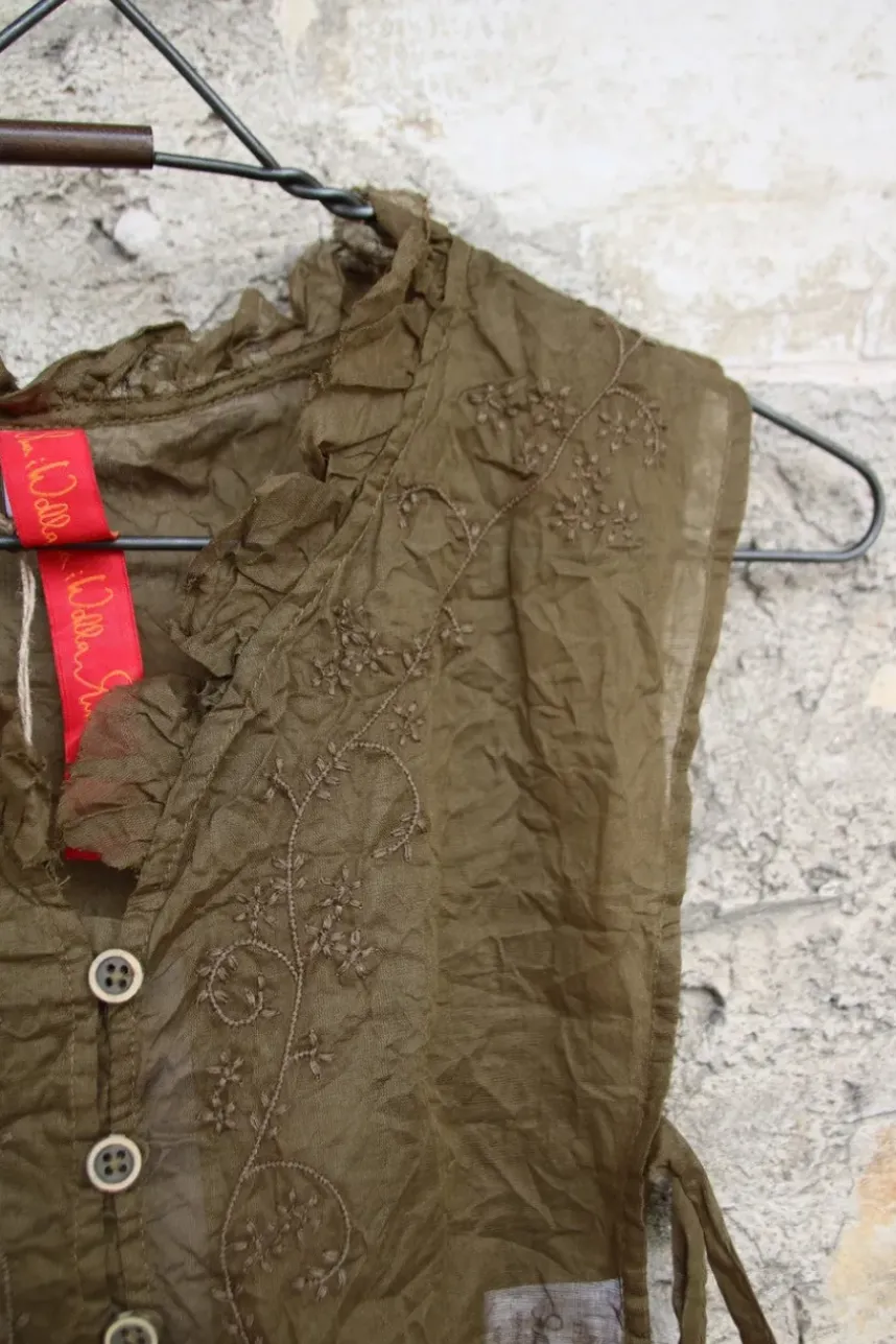 *Ewa i Walla Blusenkragen 77595 AXELINA in oliv (olive) - Organza aus reiner Baumwolle