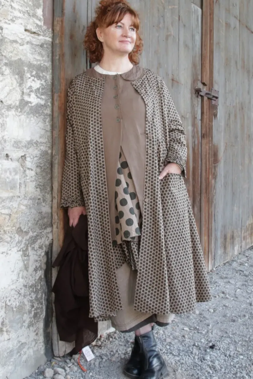 Ewa i Walla Bluse/Tunika 44920 ADITA in nussbraun (walnut) mit Punkten - reine Knitterbaumwolle