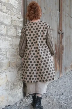 Ewa i Walla Bluse/Tunika 44920 ADITA in nussbraun (walnut) mit Punkten - reine Knitterbaumwolle