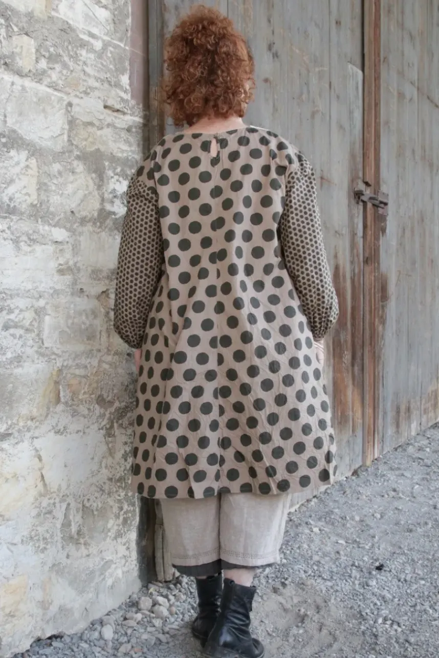 Ewa i Walla Bluse/Tunika 44920 ADITA in nussbraun (walnut) mit Punkten - reine Knitterbaumwolle