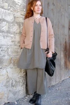Ewa i Walla Bluse/Tunika 44108 MYRAN in grau rose fein gestreift - reine Knitterbaumwolle