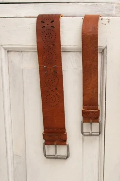 Ewa i Walla Gürtel 99163 (120cm x 4cm) in camel - robustes Leder