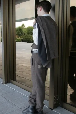 *Ewa i Walla Herren Hose 10002 MANFRED in Fischgrätmuster mit Streifen - reine Schafswolle