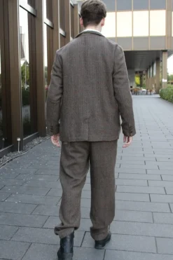 *Ewa i Walla Herren Hose 10002 MANFRED in Fischgrätmuster mit Streifen - reine Schafswolle