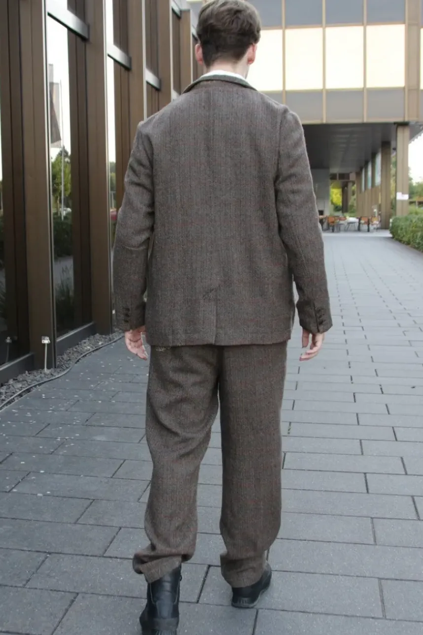 *Ewa i Walla Herren Jacke 10004 TORVALD in Fischgrätmuster mit Streifen - reine Schafswolle