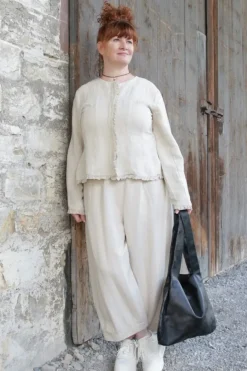 Ewa i Walla Hose 11397 BOTVI in creme (bone white) - softer Twill aus Leinen & Baumwolle