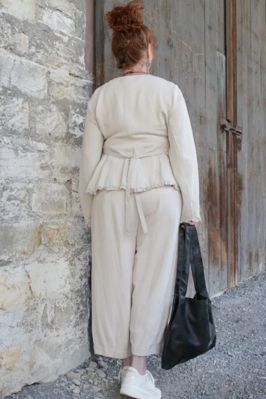 Ewa i Walla Hose 11397 BOTVI in creme (bone white) - softer Twill aus Leinen & Baumwolle