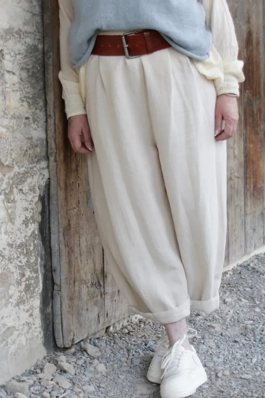 Ewa i Walla Hose 11397 BOTVI in creme (bone white) - softer Twill aus Leinen & Baumwolle