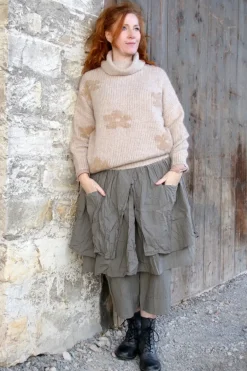 *Ewa i Walla Hose 11412 HENNY in grau rose fein gestreift - reine Baumwolle