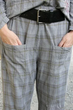 *Ewa i Walla Hose 11411 HENNY in grau oliv kariert - reine Knitterbaumwolle