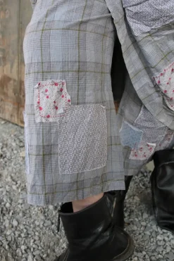 *Ewa i Walla Hose 11411 HENNY in grau oliv kariert - reine Knitterbaumwolle
